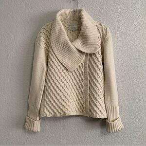 Peregrine England Cardigan Sweater Womens M Wool Chunky Fisherman Cable Knit